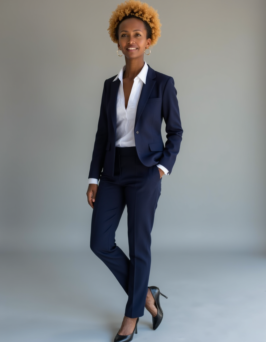 Try-on: navy tailored suit
